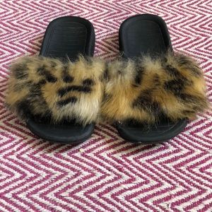 Akid x Kid Supply Faux Fur Leopard Slides